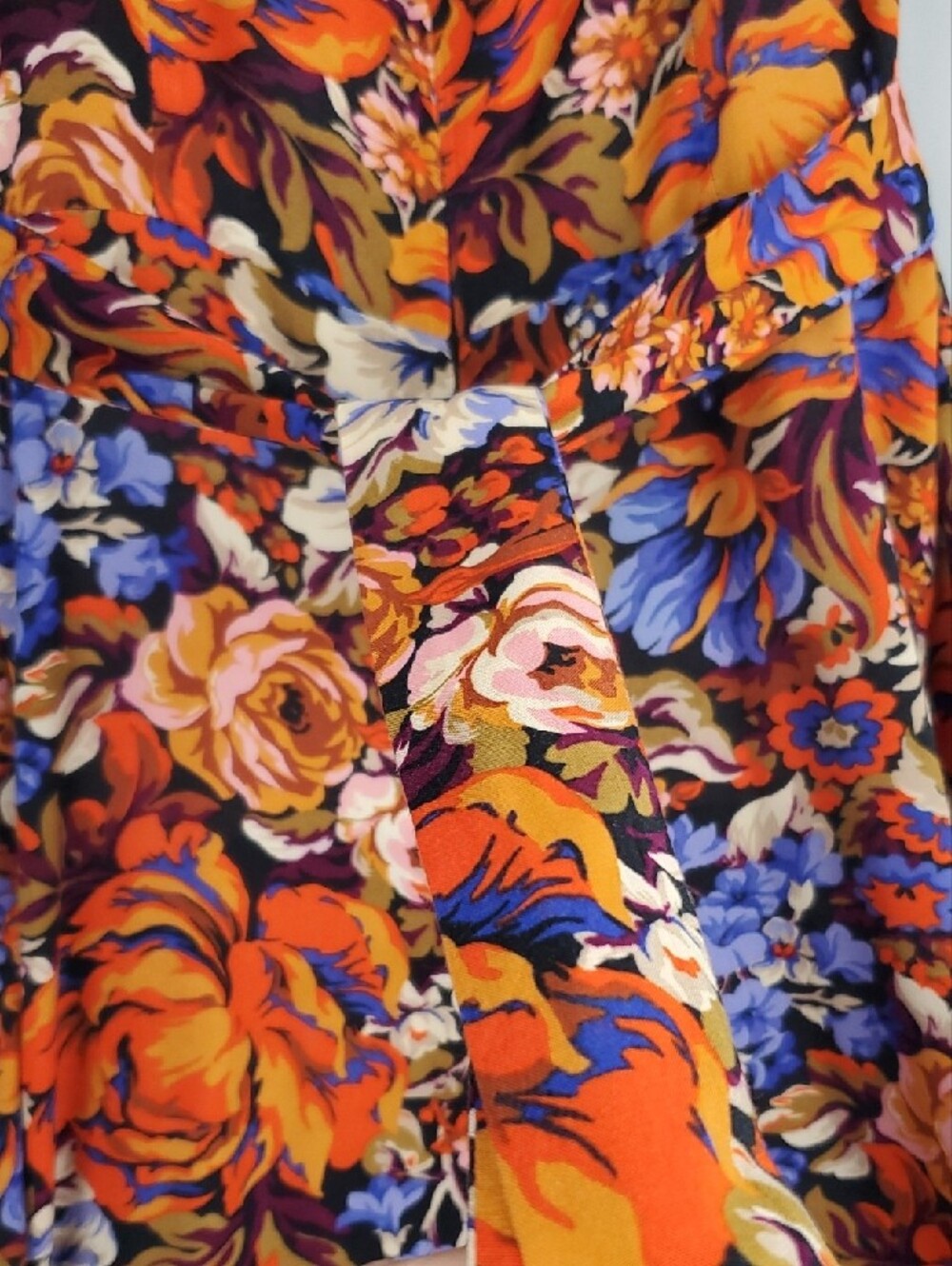 MSK Orange Floral Halter Wide-Leg Jumpsuit with Blue Accents - Picture 5 of 10